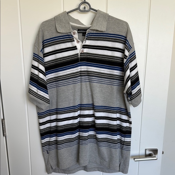 Men's Striped Gray Polo Shirt - Picture 1 of 3